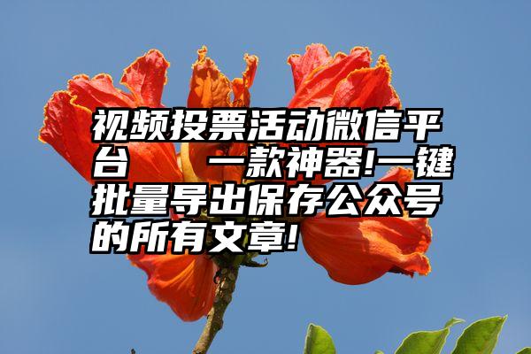 视频投票活动微信平台   一款神器!一键批量导出保存公众号的所有文章!