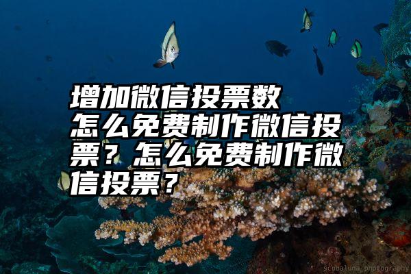 增加微信投票数   怎么免费制作微信投票？怎么免费制作微信投票？