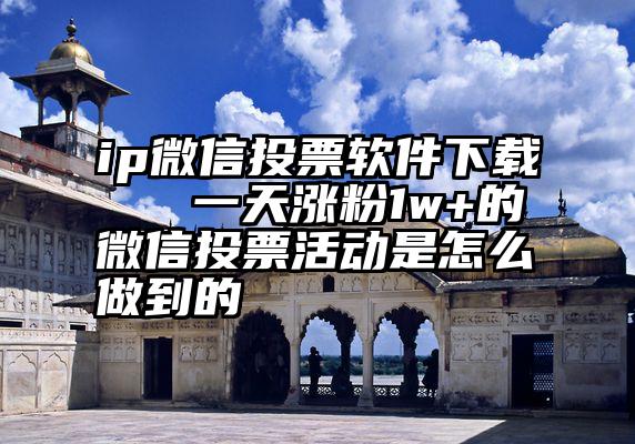 ip微信投票软件下载   一天涨粉1w+的微信投票活动是怎么做到的