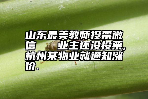 山东最美教师投票微信   业主还没投票,杭州某物业就通知涨价.