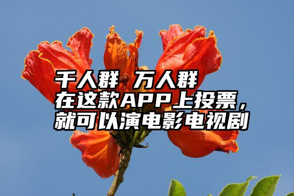 千人群 万人群   在这款APP上投票，就可以演电影电视剧